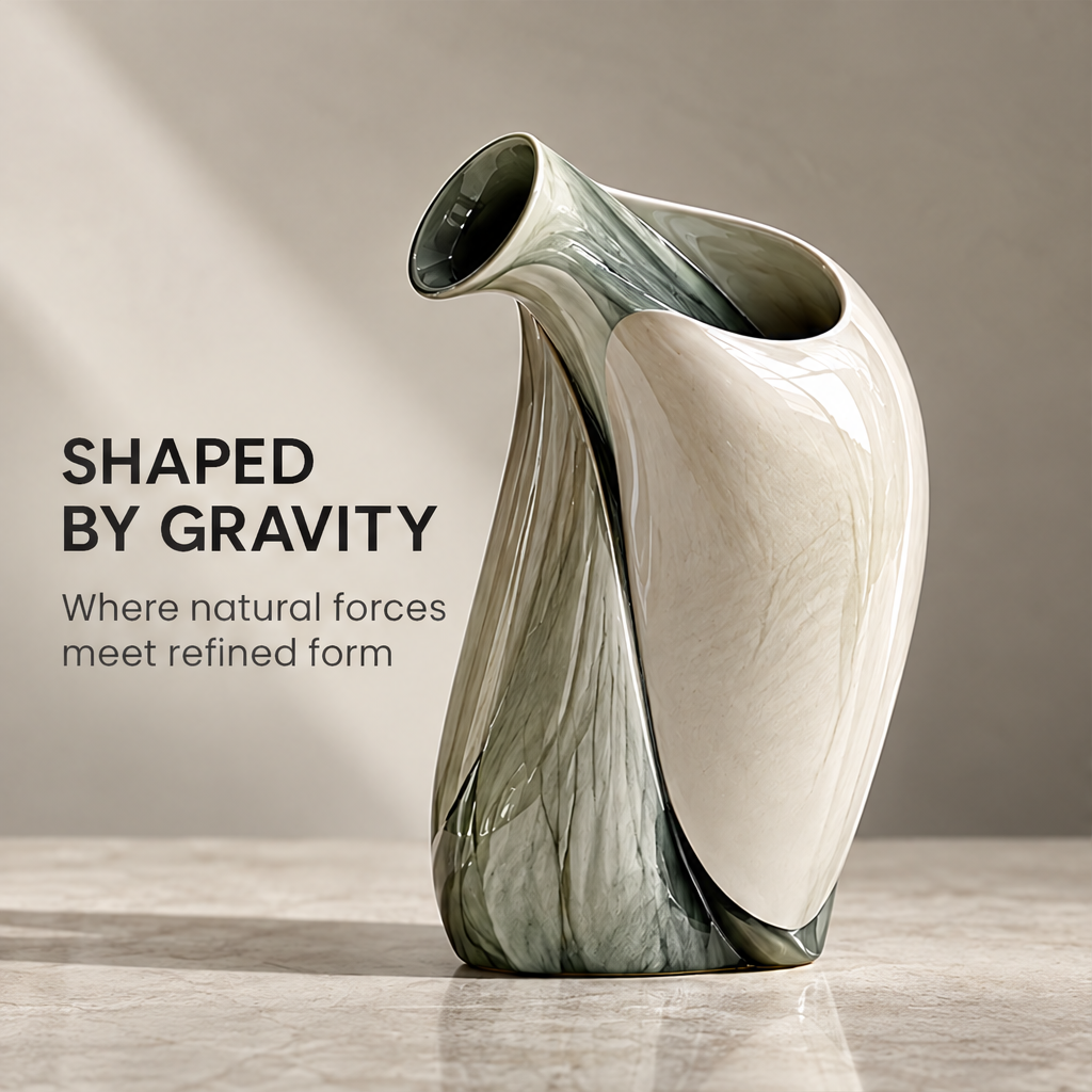 Natural Beauty Everyday — dual-opening vase styled with white carnations, functional art for a more inspired home