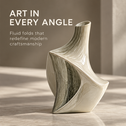 Art in Every Angle — side view of sculptural vase showing fluid folds and modern craftsmanship