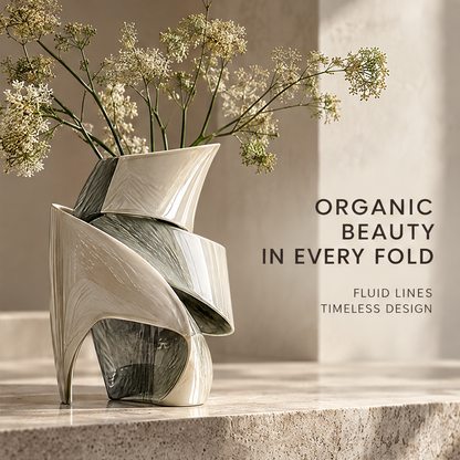 Organic Beauty in Every Fold — sculptural vase styled with dried wildflowers, fluid lines timeless design