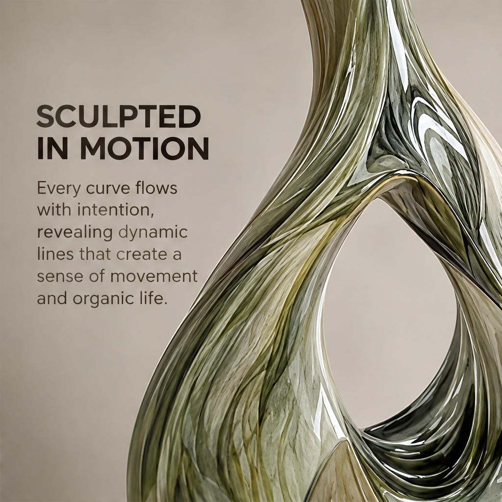 A Form That Grows — teardrop hollow vase in side-lit scene, inspired by nature's endless evolution in a single fluid form