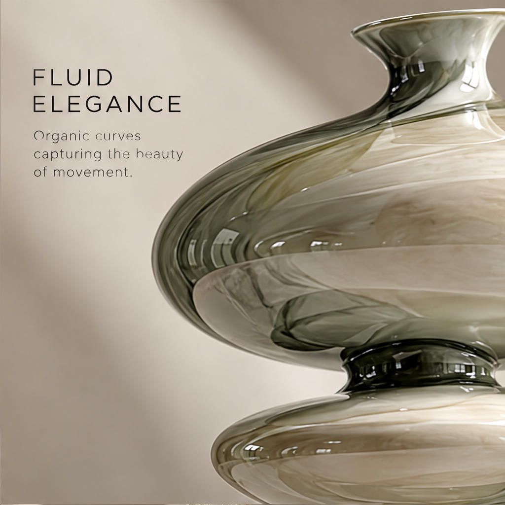 Shaped by Gravity — double-disc pedestal vase in side-lit scene, a sculptural vase where natural force meets refined design