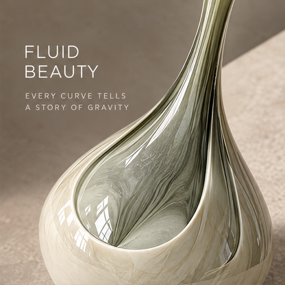 Fluid Beauty — close-up of smooth mirror-glaze surface and rounded side pocket opening, every curve tells a story of gravity