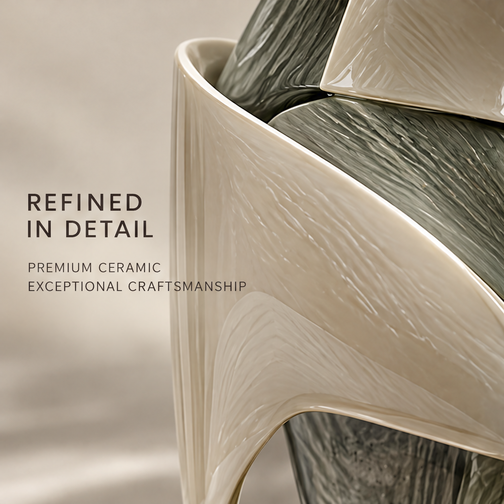 Refined in Detail — close-up of premium ceramic surface and exceptional craftsmanship on folded vase