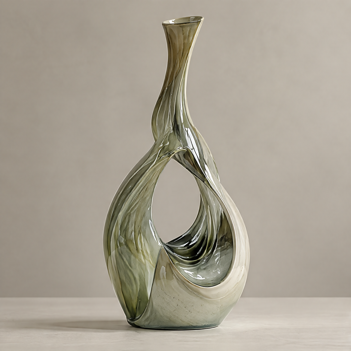 Art for Every Angle — low-angle view of teardrop hollow vase, striking silhouette designed to elevate any space with timeless beauty