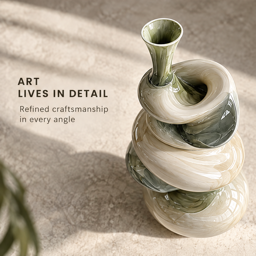 Shaped by Gravity — stacked-stone vase in side-lit scene, where natural force meets artistic form