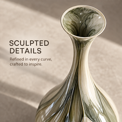 Gravity in Form — long-neck teardrop vase in side-lit scene, where natural flow meets timeless design