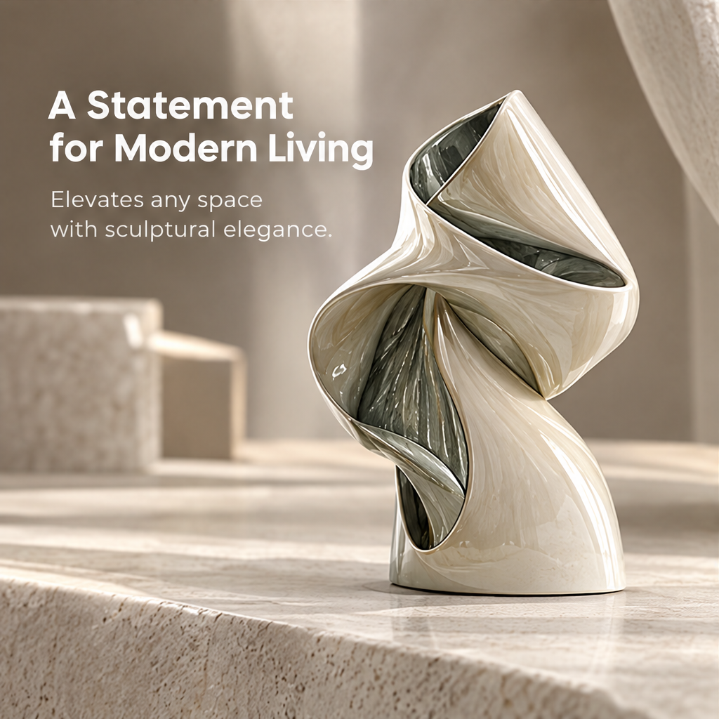 A Statement for Modern Living — twisted vase in architectural interior, elevates any space with sculptural elegance