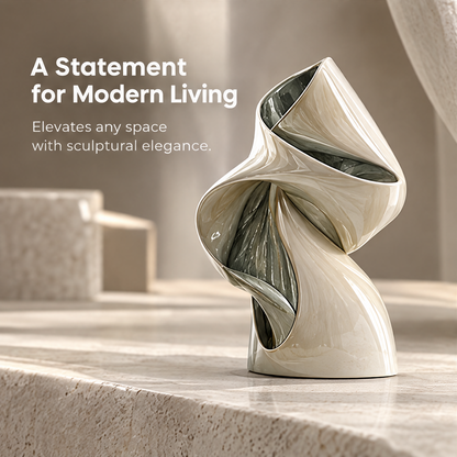 A Statement for Modern Living — twisted vase in architectural interior, elevates any space with sculptural elegance