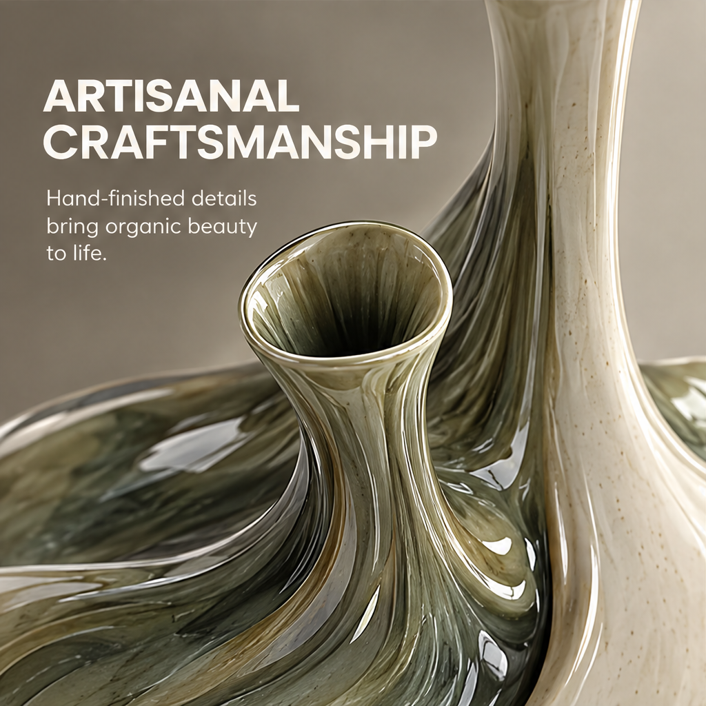 Growth in Form — three-neck conjoined vase from the side, where nature's movement meets modern design