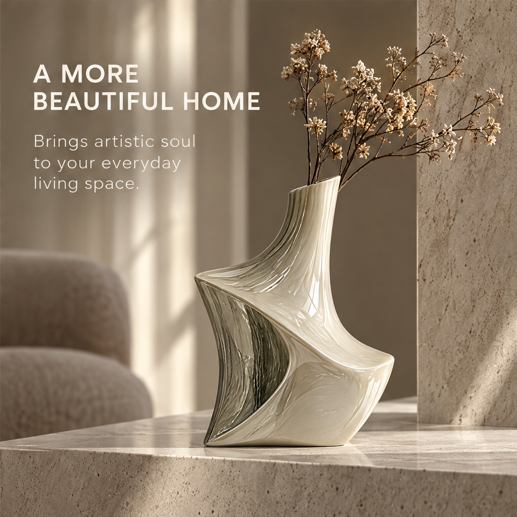 A More Beautiful Home — vase styled with dried botanicals in a modern living space