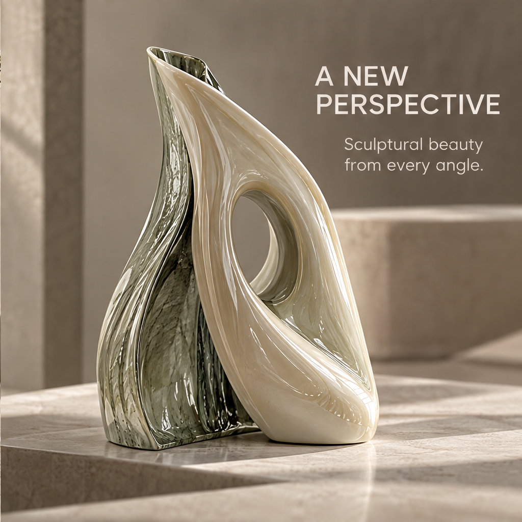 Sculpted with Purpose — fluid folds and timeless form, ivory and sage green vase duo
