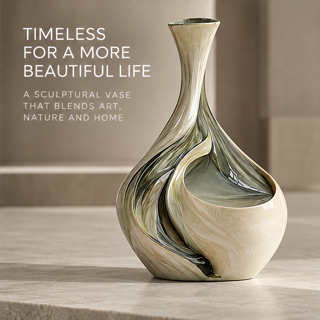 Timeless for a More Beautiful Life — teardrop vase on stone surface, a sculptural vase that blends art nature and home