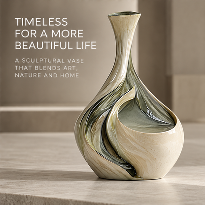 Timeless for a More Beautiful Life — teardrop vase on stone surface, a sculptural vase that blends art nature and home