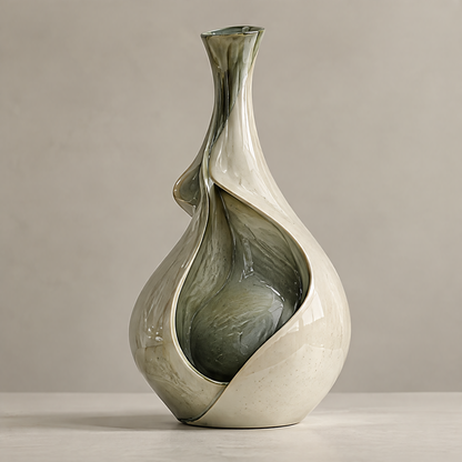 More Than a Vase — spiral-wrap vase on shelf in natural light, a sculptural statement that brings art into your space