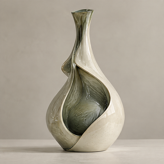 More Than a Vase — spiral-wrap vase on shelf in natural light, a sculptural statement that brings art into your space