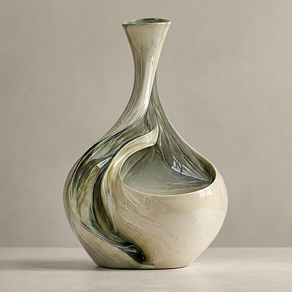 A New Perspective Always — top-down view of flowing-groove teardrop vase, beauty that changes with every angle